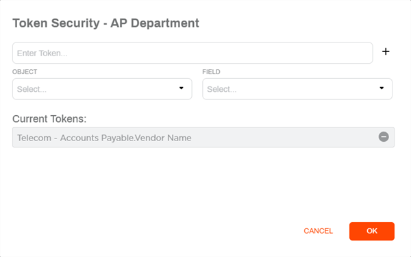 Token security modal for group