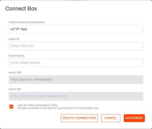 Connect Box modal