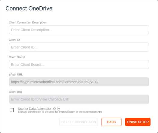 Connect OneDrive storage