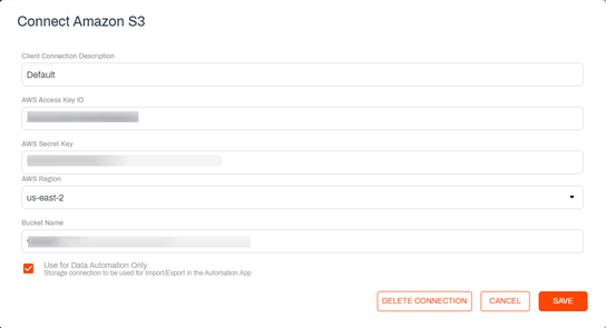 Edit the S3 connection