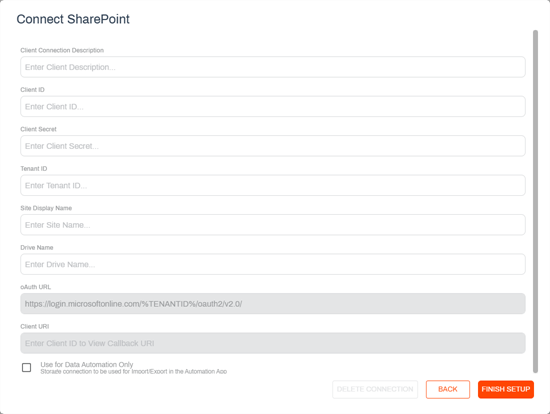 Connect SharePoint storage