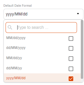 Default date format drop down.