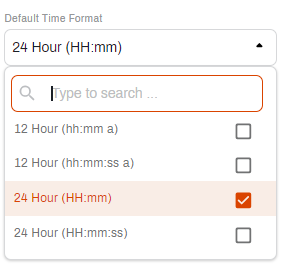 Default time format drop down.