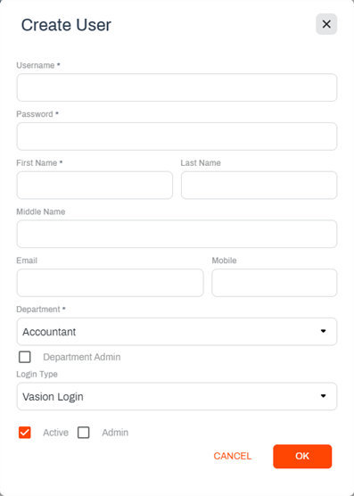 Create user modal