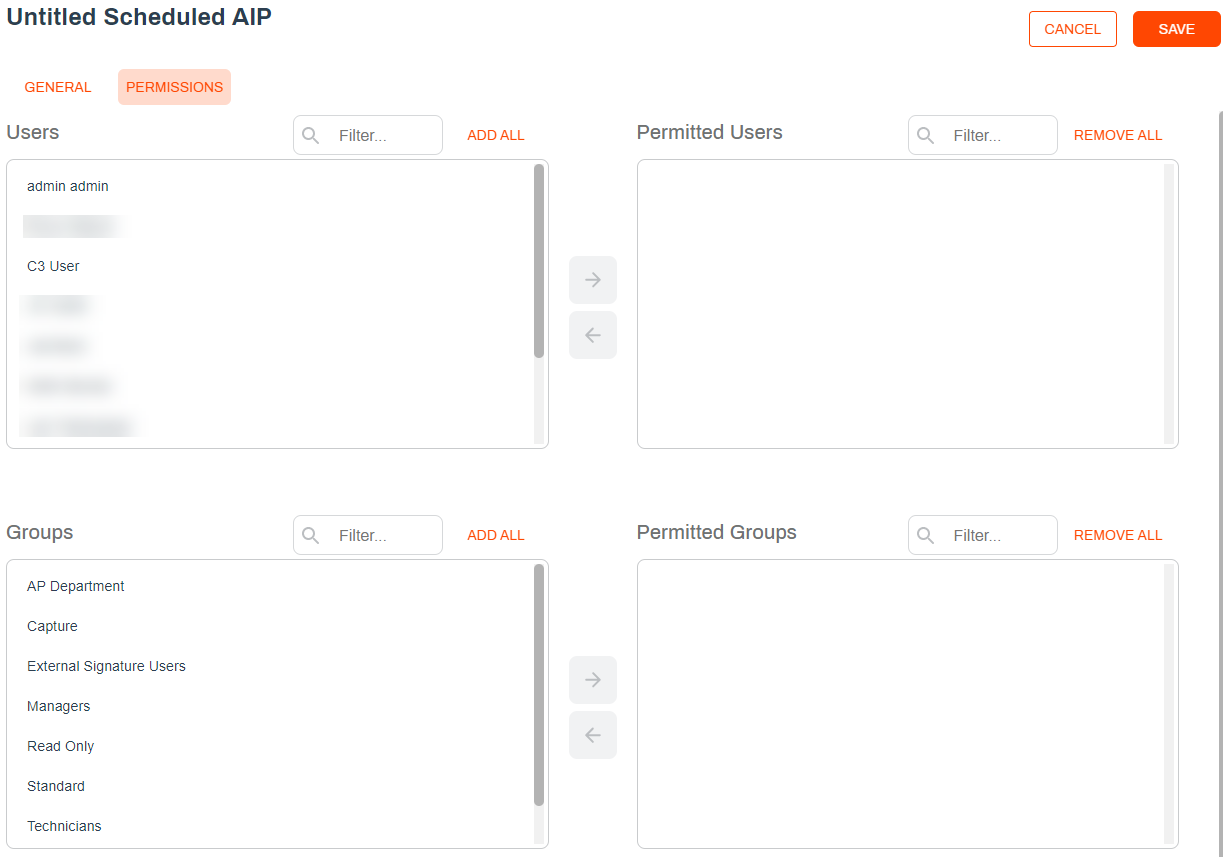 Scheduled AIP permissions