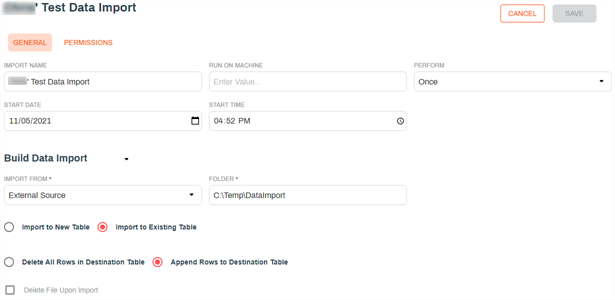 Edit an existing data import