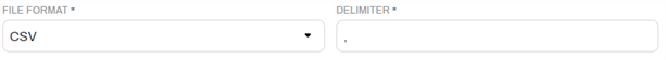 Select file format Select file format drop-down and delimiter character