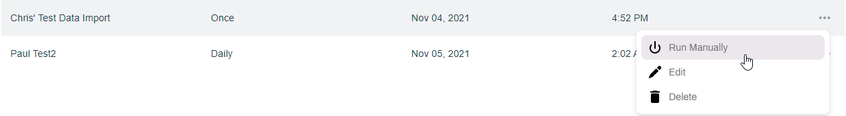 Run Manually option in automation menu