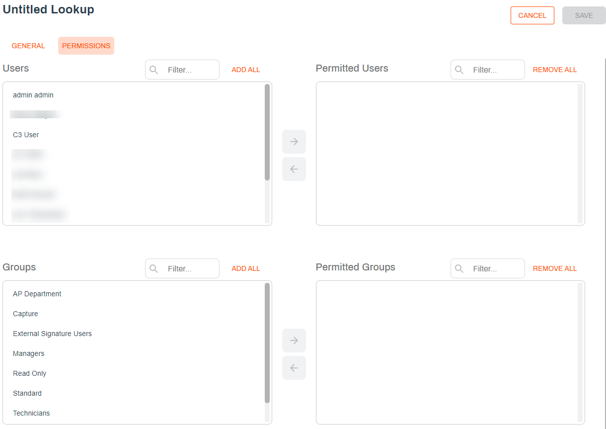 Lookup permissions