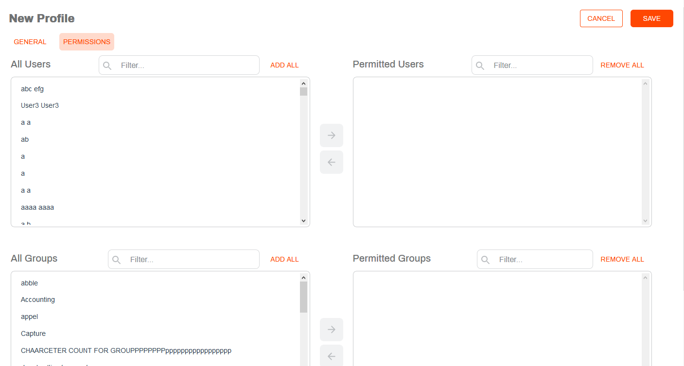 Profile Permissions