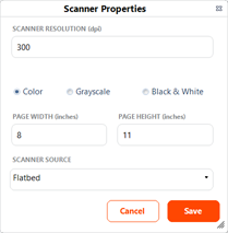 Scanner properties window