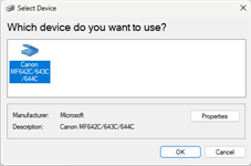 Select device window
