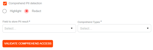 Comprehend PII detection options