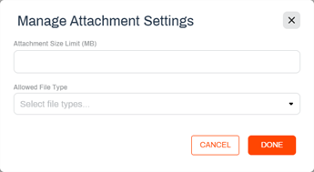 Attachment settings modal