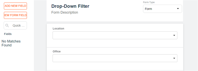 Dropdown filter configuration on a form