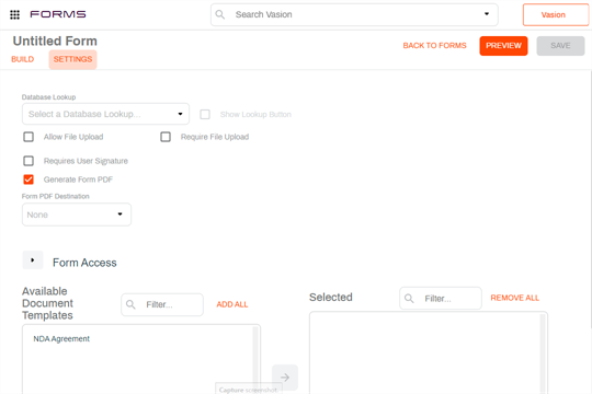 Form settings
