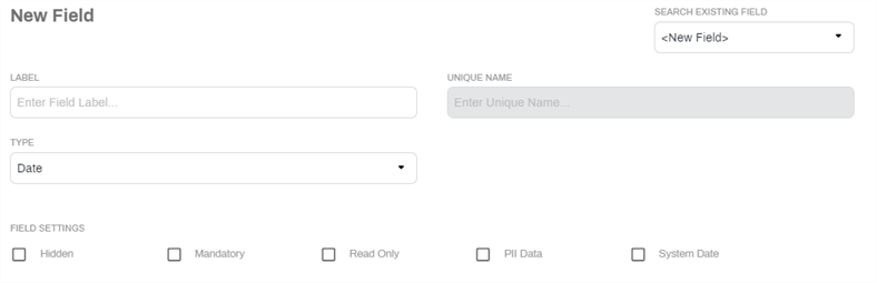 Date field configuration options