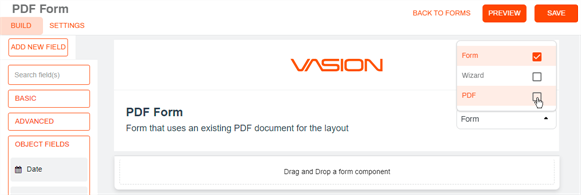 PDF type option