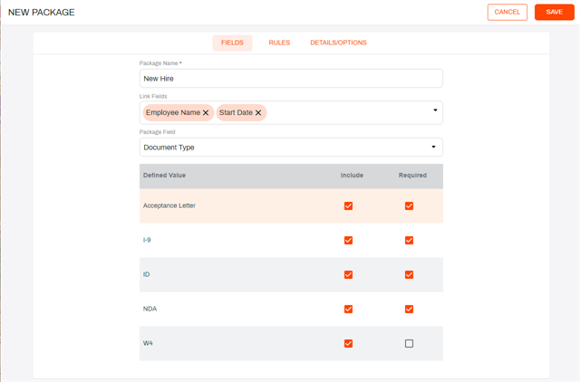 Package field details