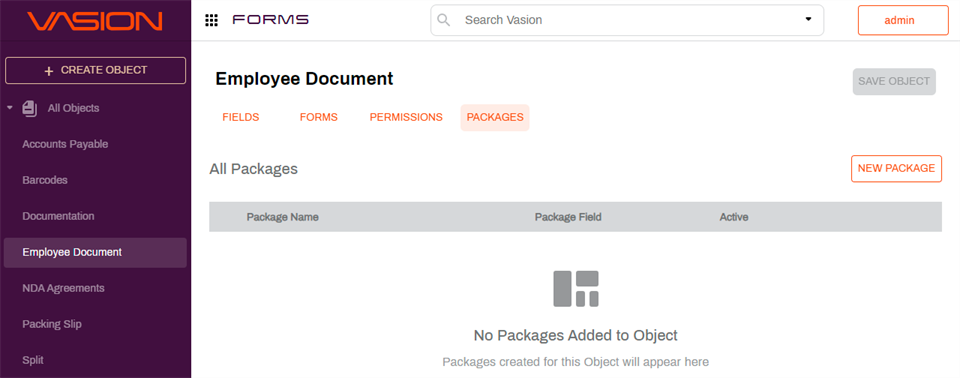 Packager tab