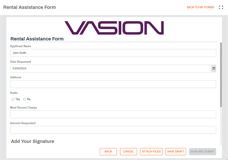 Form display of a selected item
