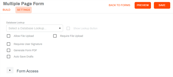 Form settings
