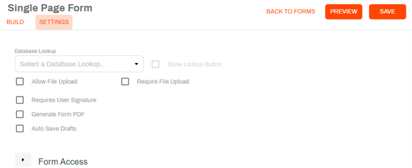 Form settings
