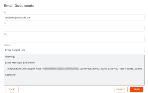 Email document link