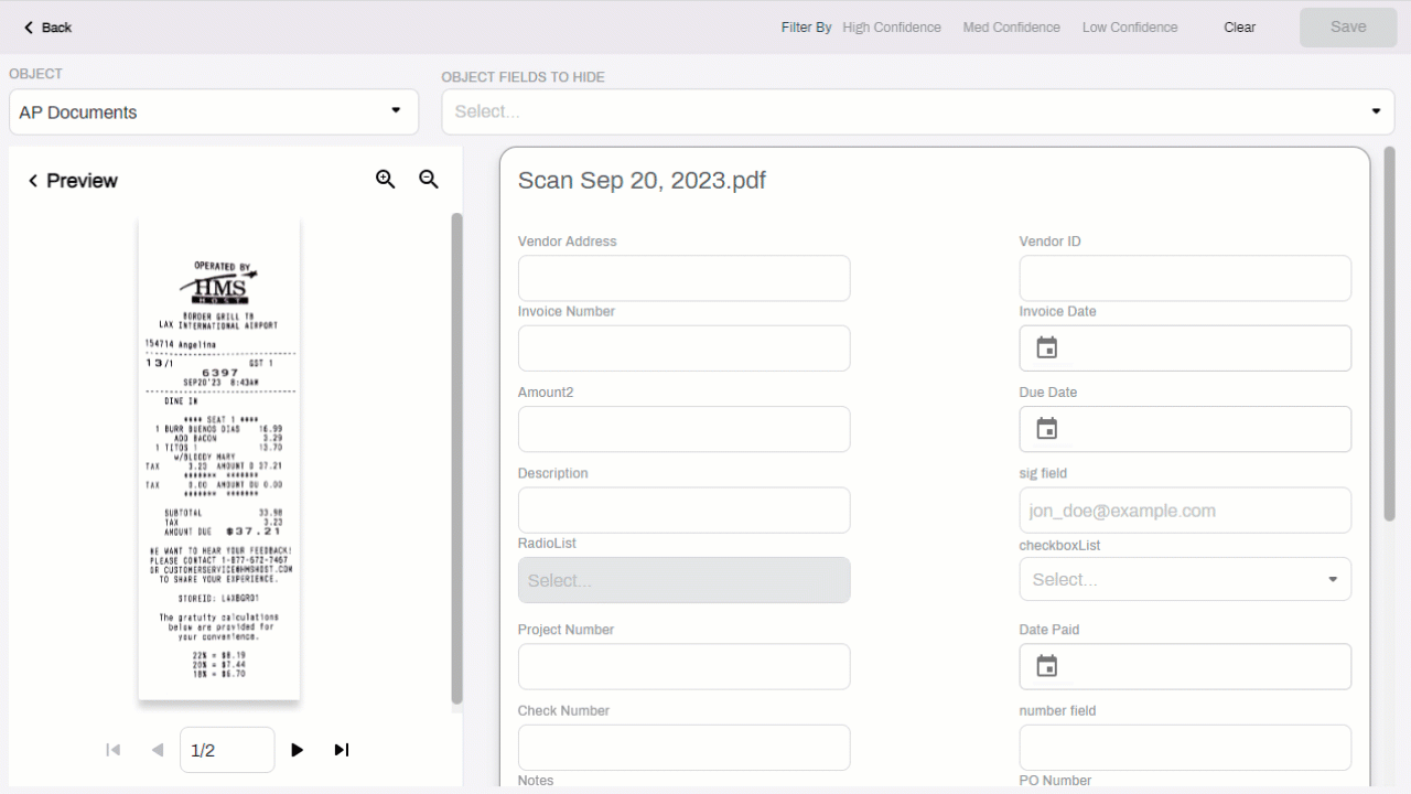 Select another document object
