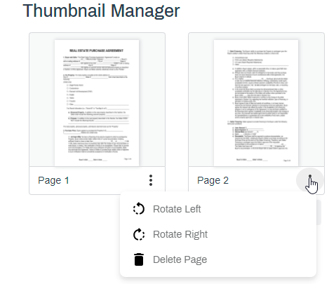 Thumbnail manager page options