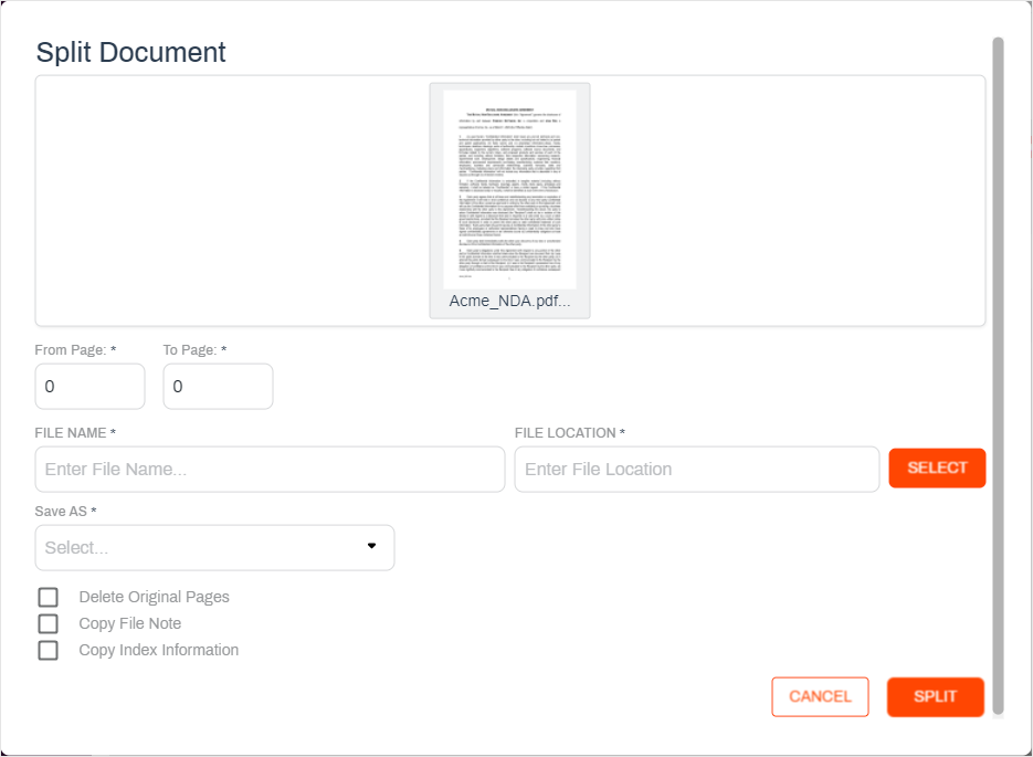 Split document option
