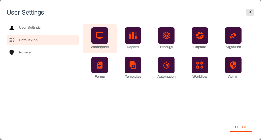 User Setting page