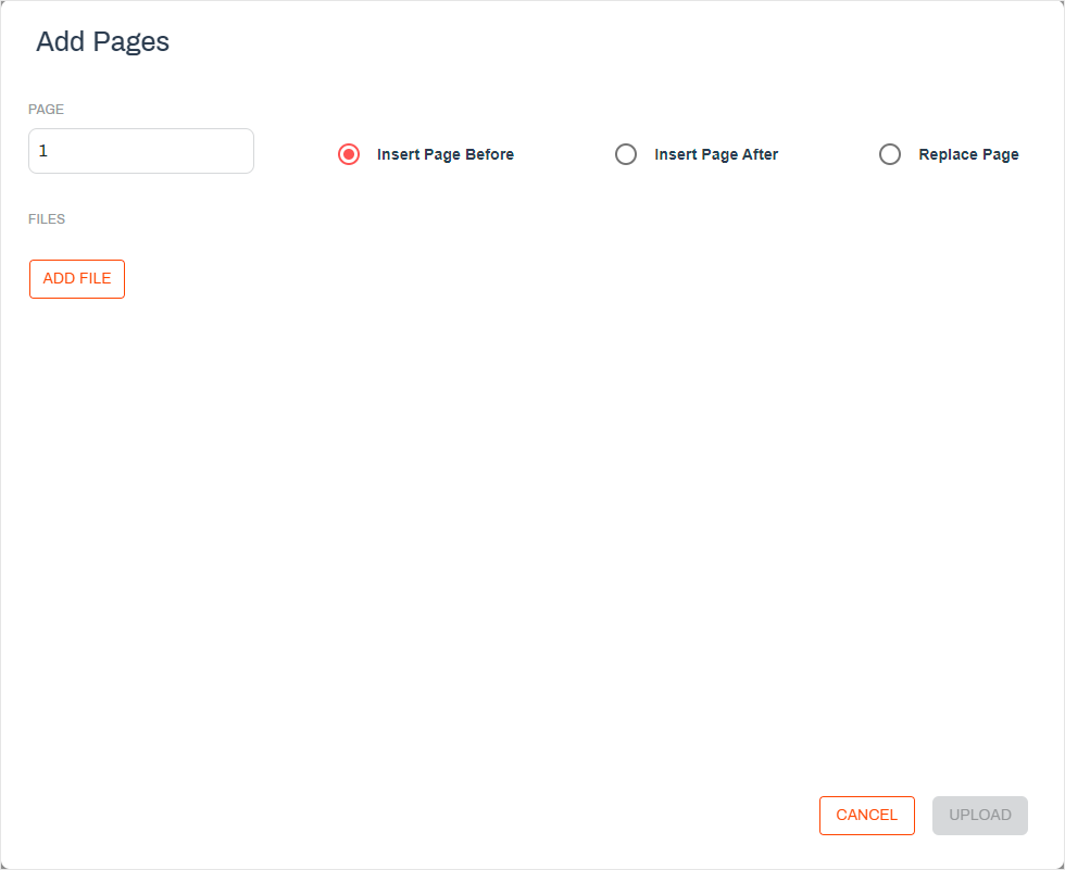 Add pages modal