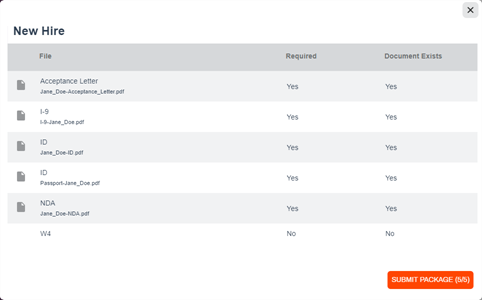 Document Packager modal