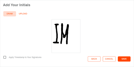 Add Your Initials modal