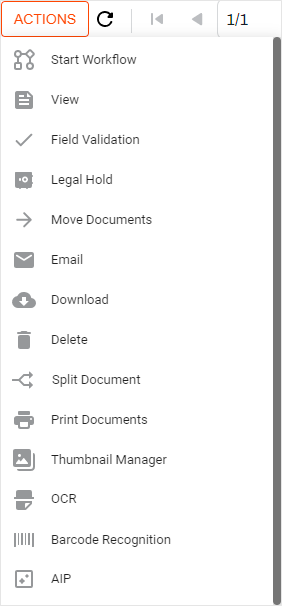 Search results action menu options