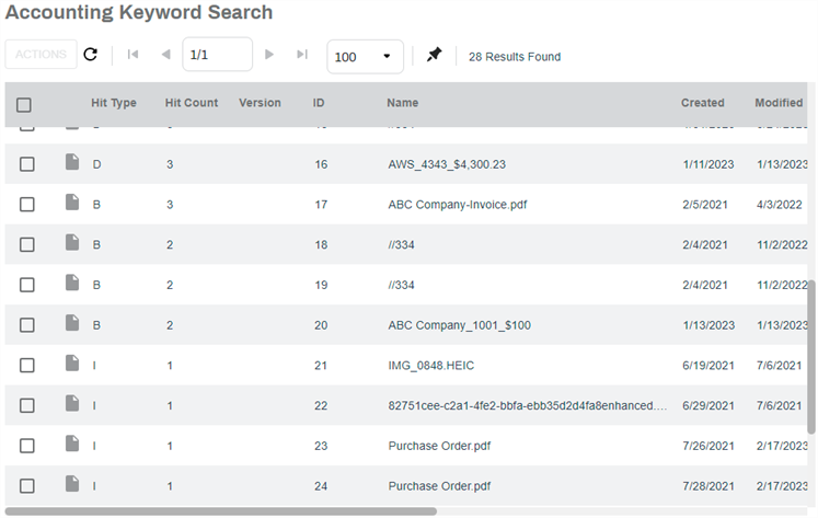 Full Text search results