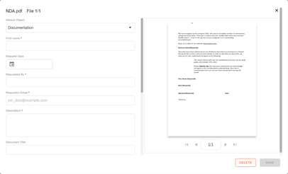 Document object fields in Send to Vasion