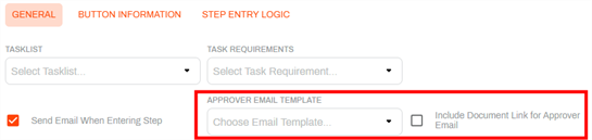 Choose template when "send email when entering step" option selected