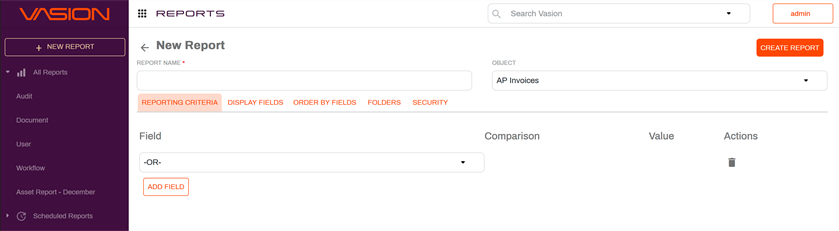 New report page