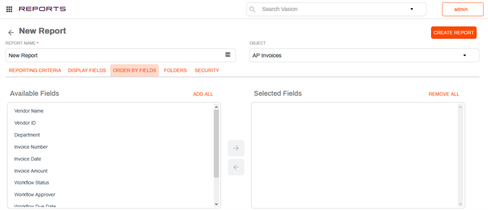 Order By Fields tab