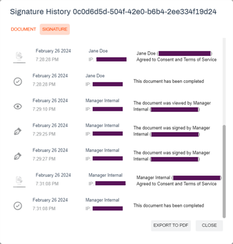 Signature audit trail