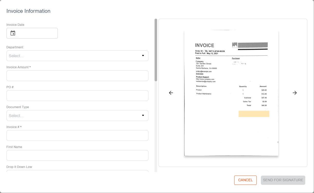 Object form fields