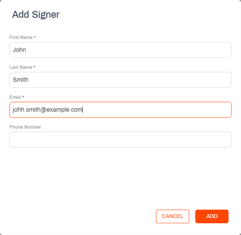 Add Signer modal