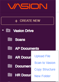 Folder quick menu