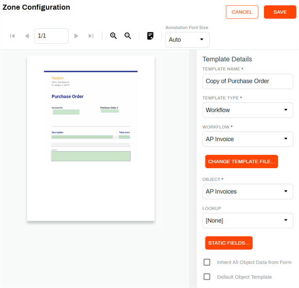 Edit template copy details