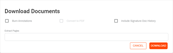 Download Documents modal