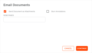 Email documents options
