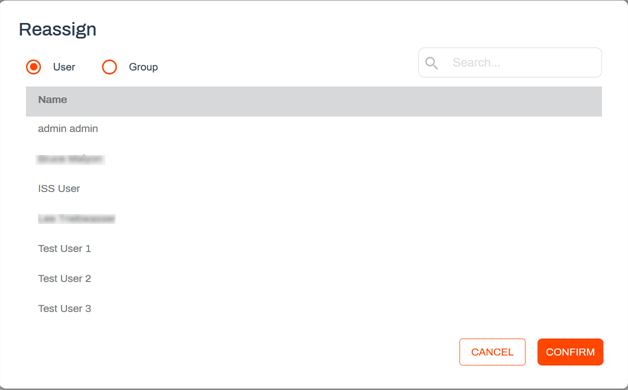 Reassign pop-up