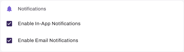 Vasion Automate showing profile's Notifications section. Vasion Automate showing profile's Notifications section.